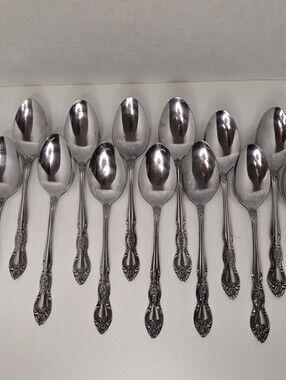 Orleans Silver Stainless Floral Tablespoons 13 Pcs Vintage Flatware Set Korea